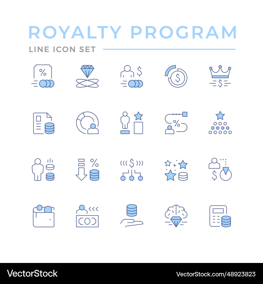 Set color line icons of royalty program vector image