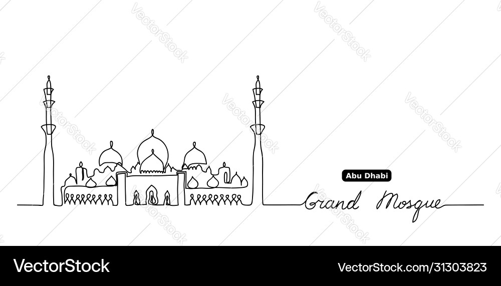 Sheikh zayed grand mosque one continuous line vector image