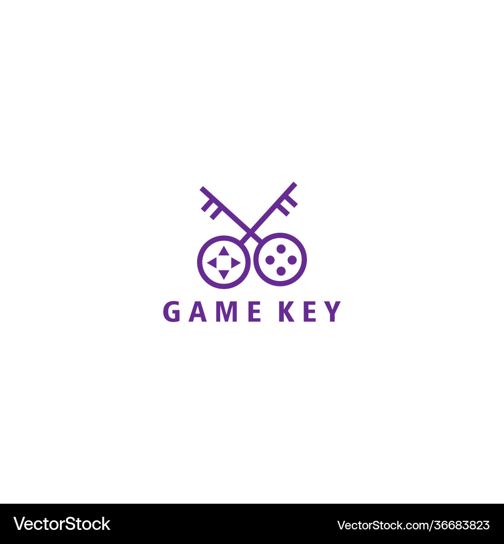 Simple game logo key design vector image