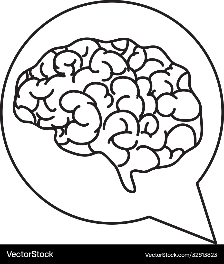 Speech bubble with brain icon line style Vector Image