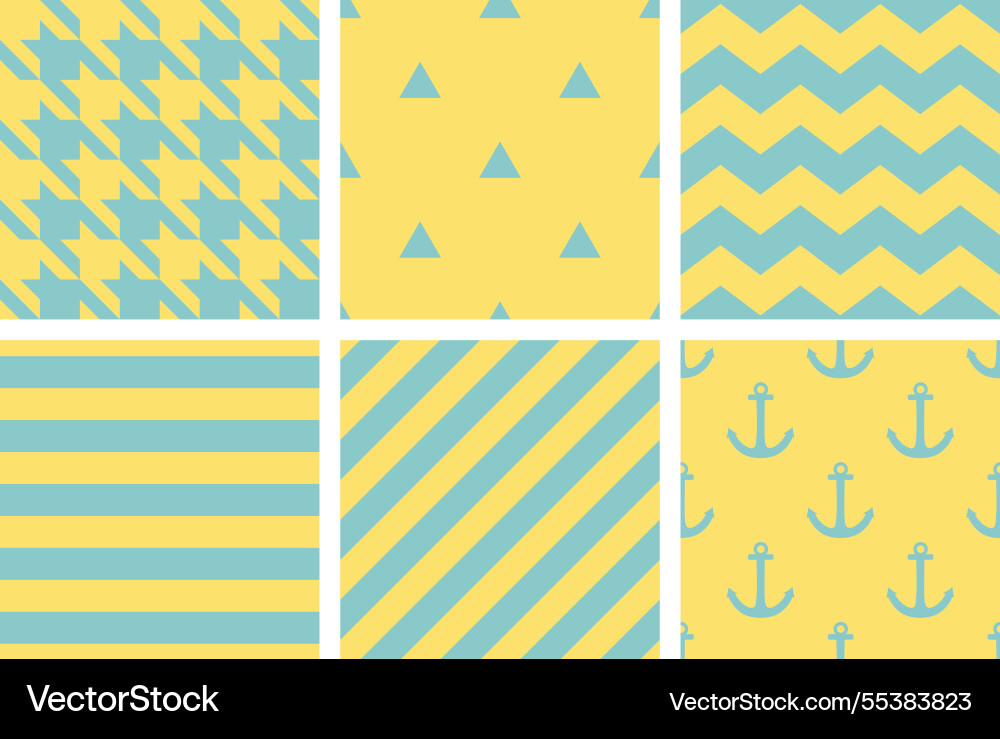 Tile pattern set with pastel print on yellow Vector Image