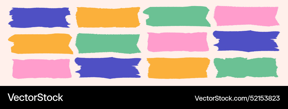 Torn paper edges set defferent shape color style vector image