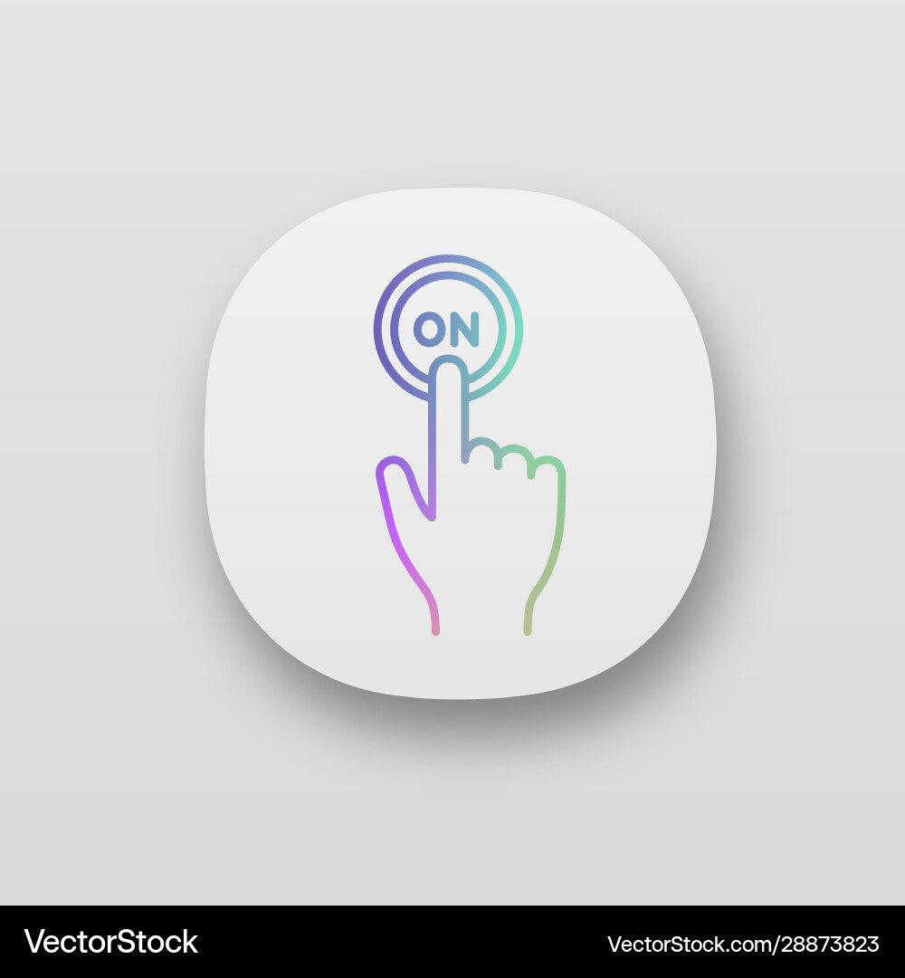 Turn on button click app icons set Turn on button click app icons set vector image
