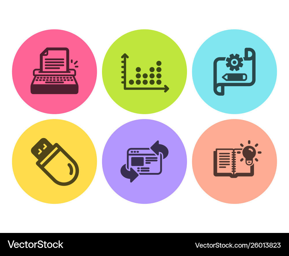 Typewriter cogwheel blueprint and refresh website Typewriter cogwheel blueprint and refresh website vector image