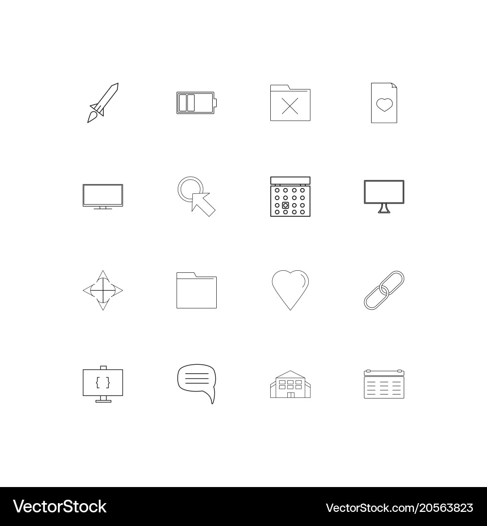 User interface simple linear icons set outlined vector image