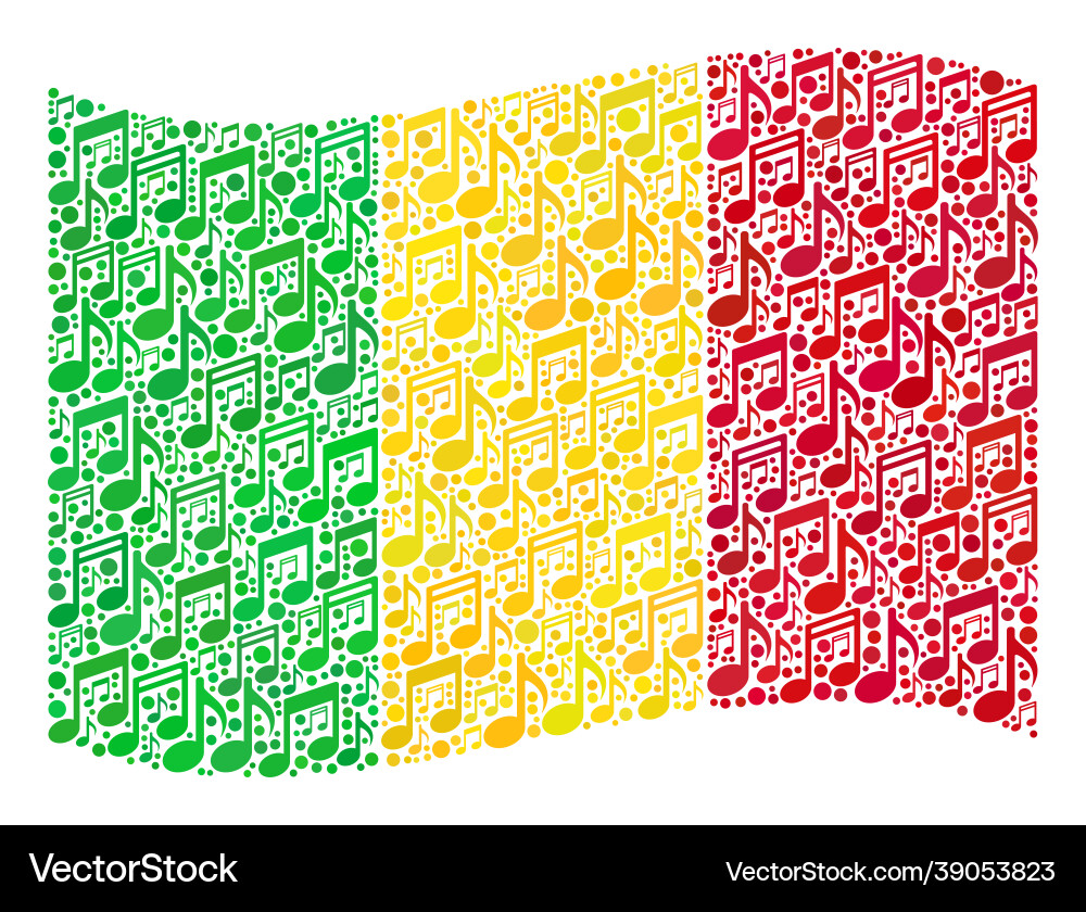 Waving music mali flag - Mosaik mit Noten Waving music mali flag - Mosaik mit Noten vektorbild