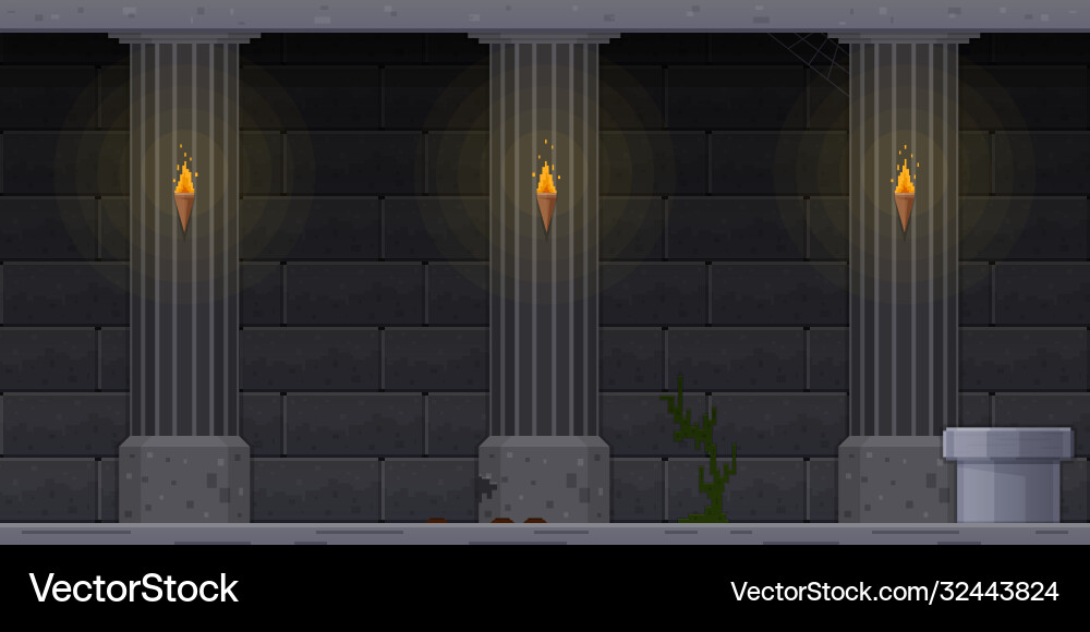 8-bit Dark Dungeon Level vector image