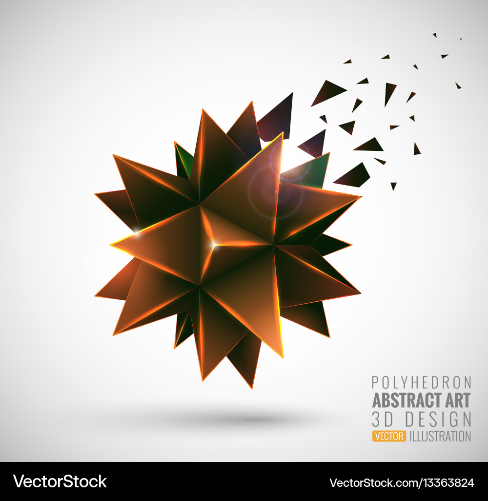 Abstract explosion polyhedron Vector Image