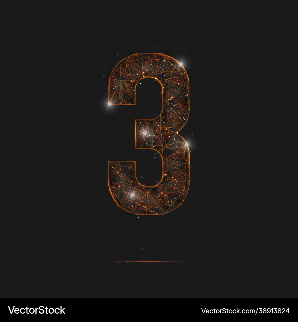 Abstract isolated orange image a number three vector image