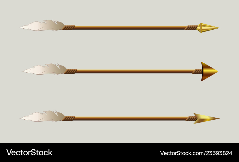 Arrow with gold tip and pen design element vector image