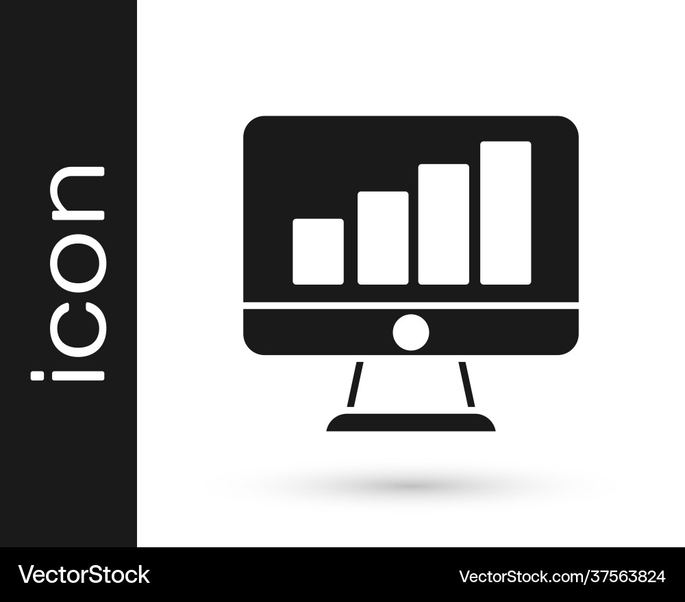 Black computer monitor with graph chart icon Black computer monitor with graph chart icon vector image