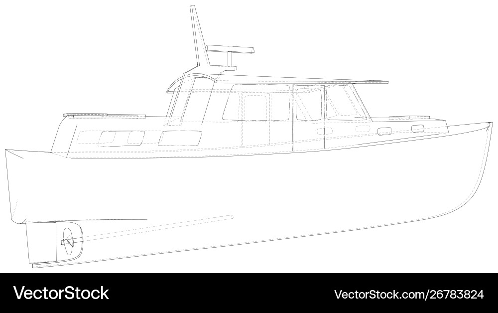 Boat technical wire-frame rendering 3d Vector Image