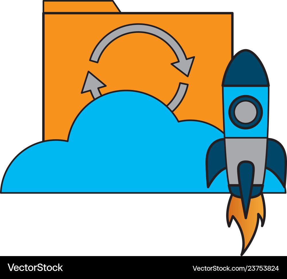 Cloud computing file data rocket Vector Image