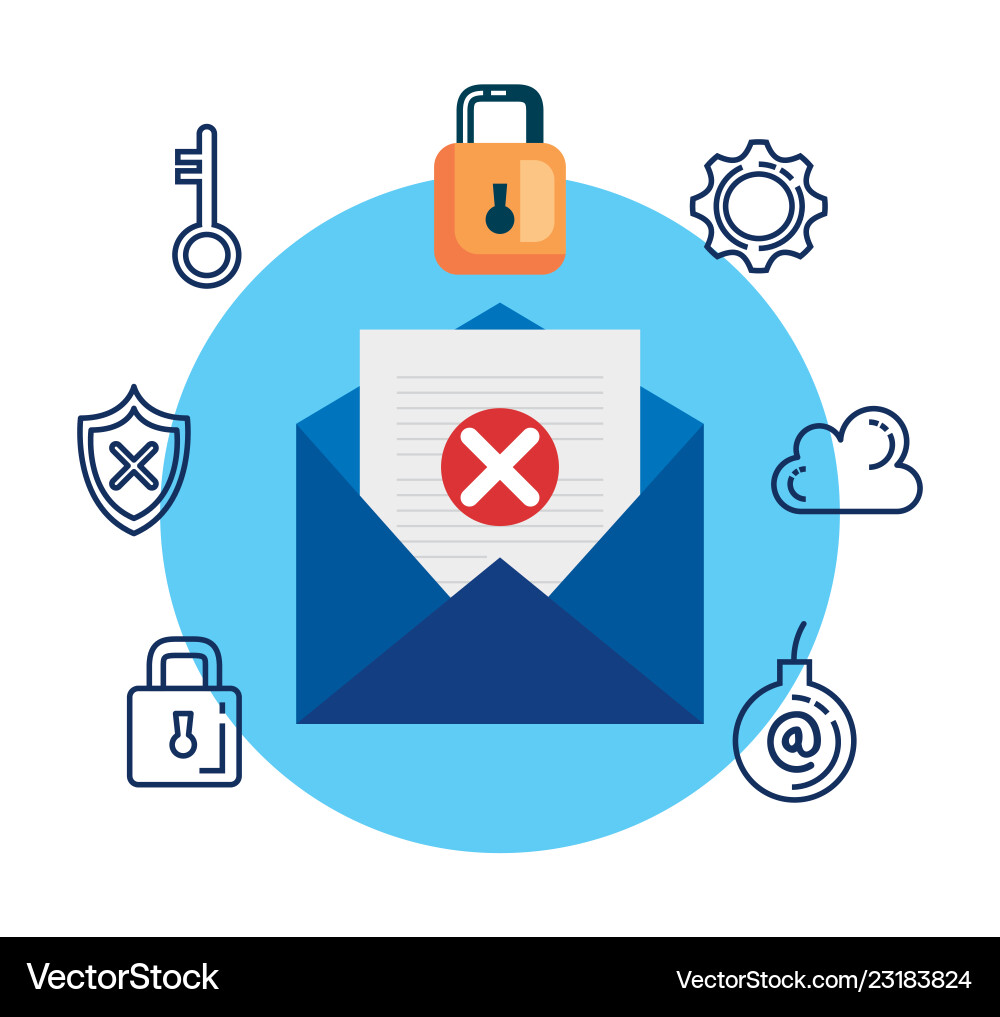 Data center security with email Data center security with email vector image