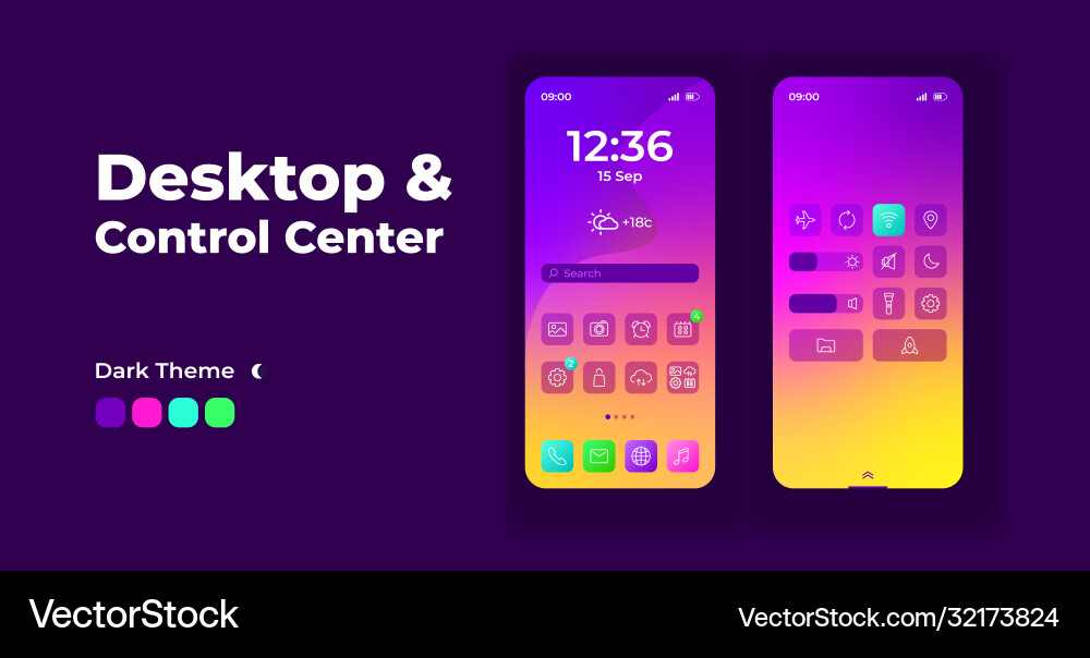 Desktop and control center smartphone interface Vector Image