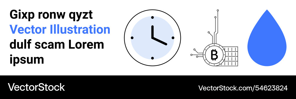 Digital clock cryptocurrency coin with circuit Digital clock cryptocurrency coin with circuit vector image