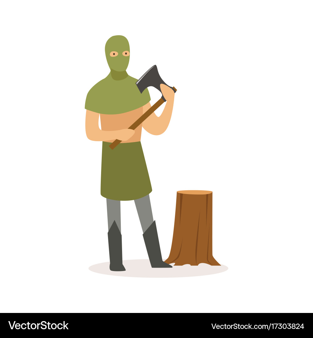 Executioner standing with axe european medieval Vector Image