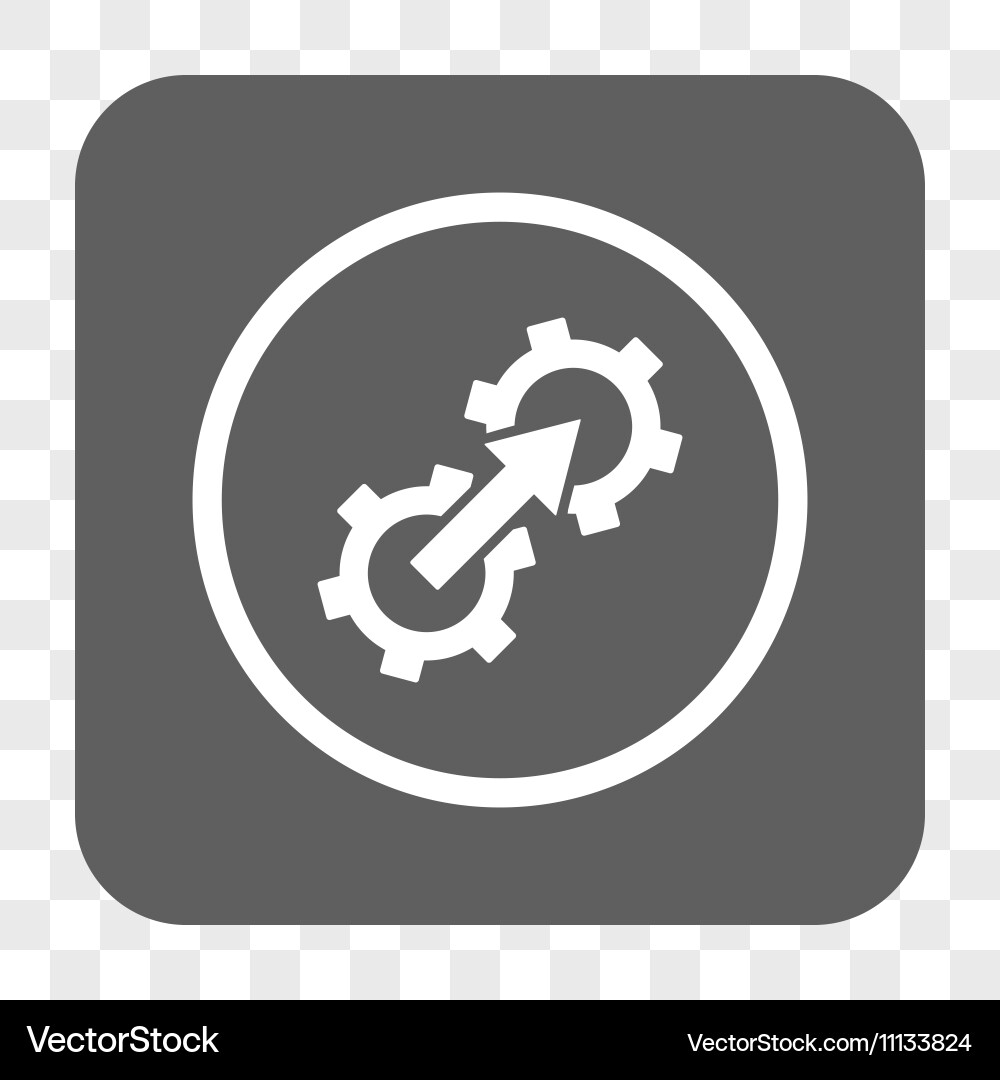 Gear integration rounded square button vector image