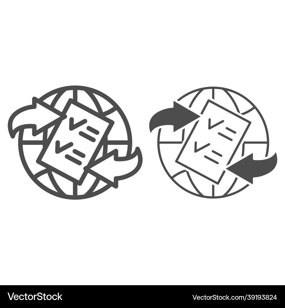 Globe arrow checkmark papper form line Globe arrow checkmark papper form line vector image