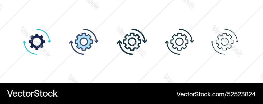 Implementation icon set black filled and outlined Implementation icon set black filled and outlined Vector Image