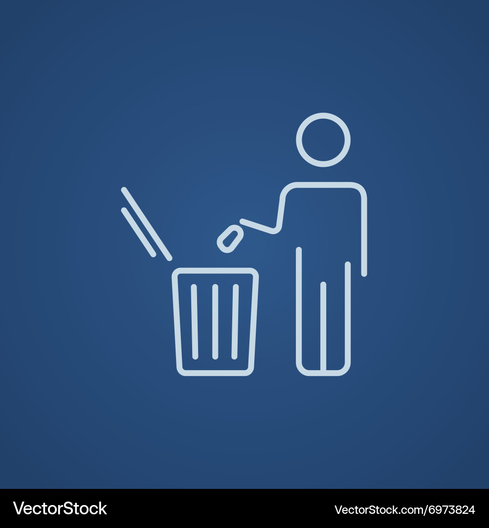 Man throwing garbage in a bin line icon Vector Image