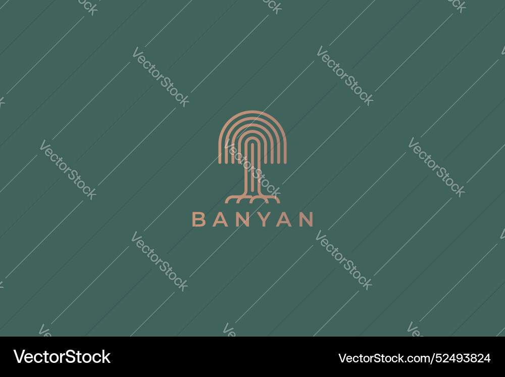 Minimalist banyan tree logo design with modern art