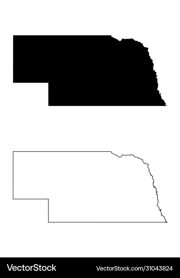 Nebraska State Map - Black Outline Vector Image