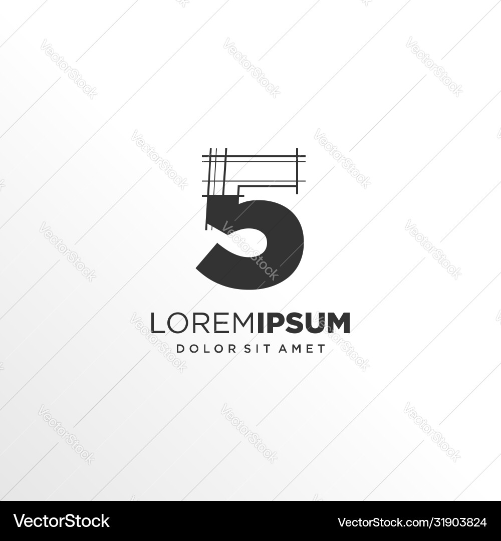 Number 5 logo design with architecture element Number 5 logo design with architecture element vector image