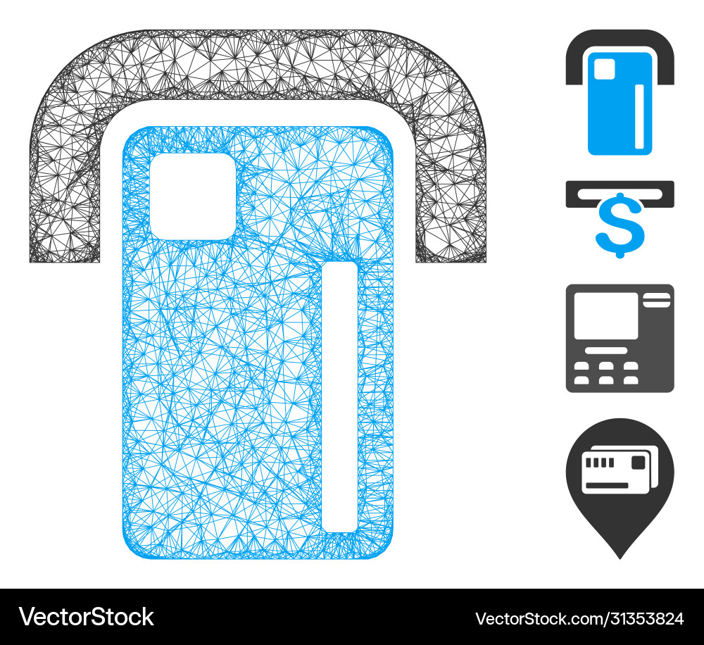 Payment terminal web mesh Payment terminal web mesh vector image