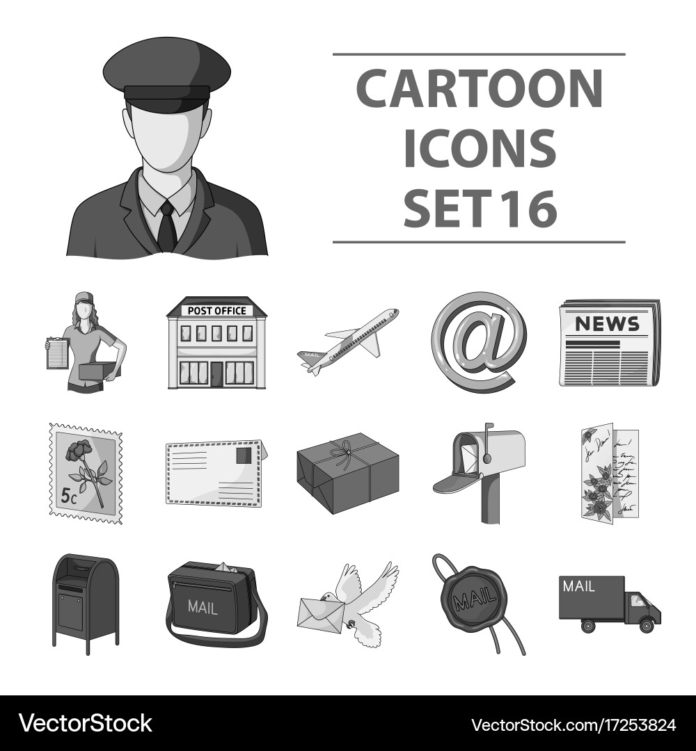 Postman envelope mail box and other attributes vector image