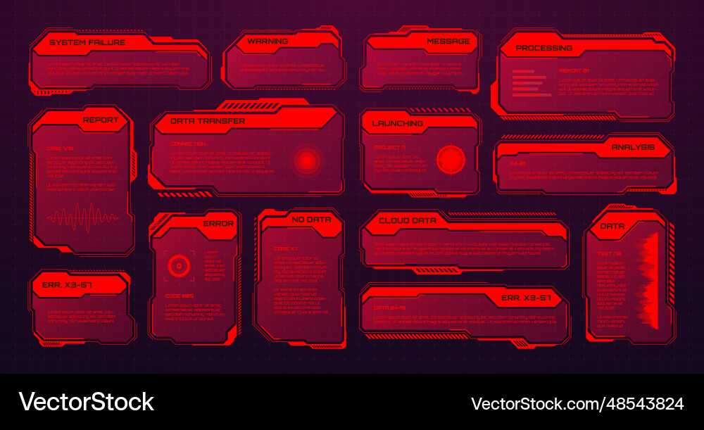 Red futuristic hud or ui elements sci-fi user Red futuristic hud or ui elements sci-fi user vector image