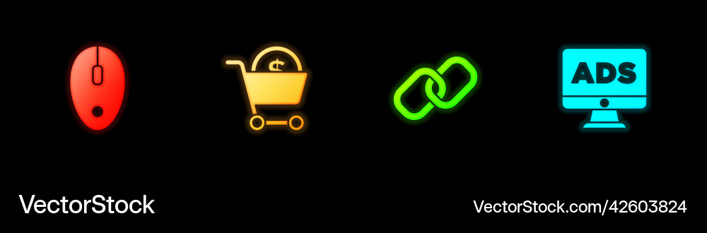 Set computer mouse shopping cart and dollar Vector Image