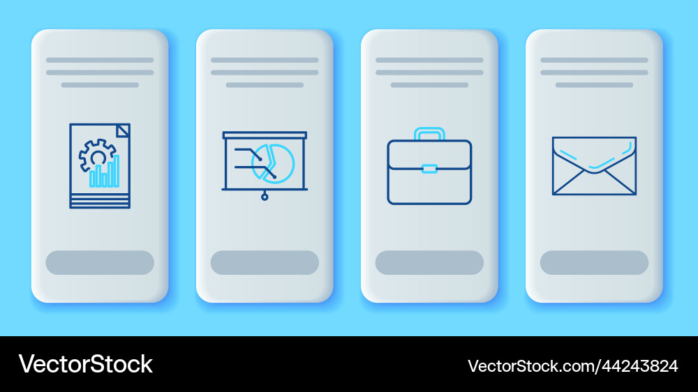 Set line board with graph chart briefcase Set line board with graph chart briefcase vector image