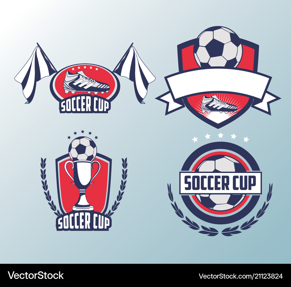 Set of soccer cup emblems Set of soccer cup emblems vector image
