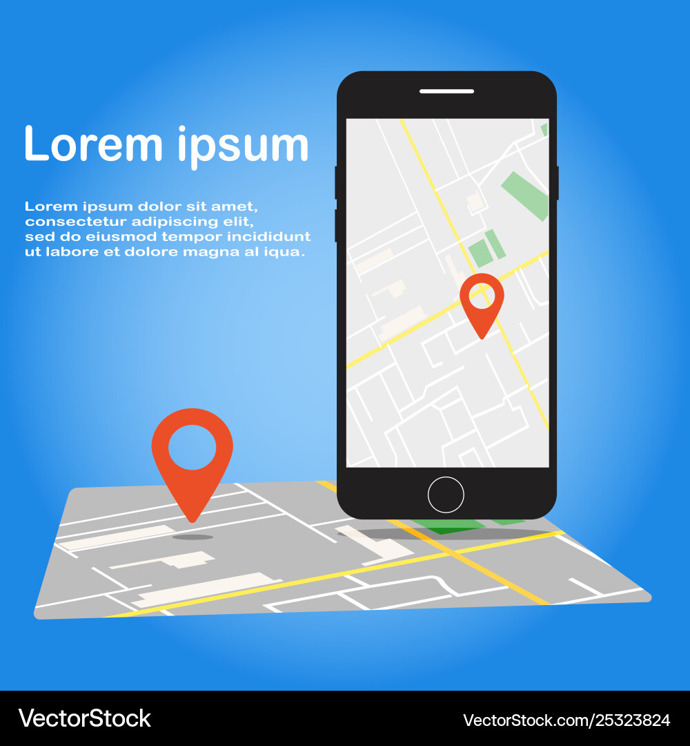 Smartphone with mobile navigation app on screen Smartphone with mobile navigation app on screen vector image