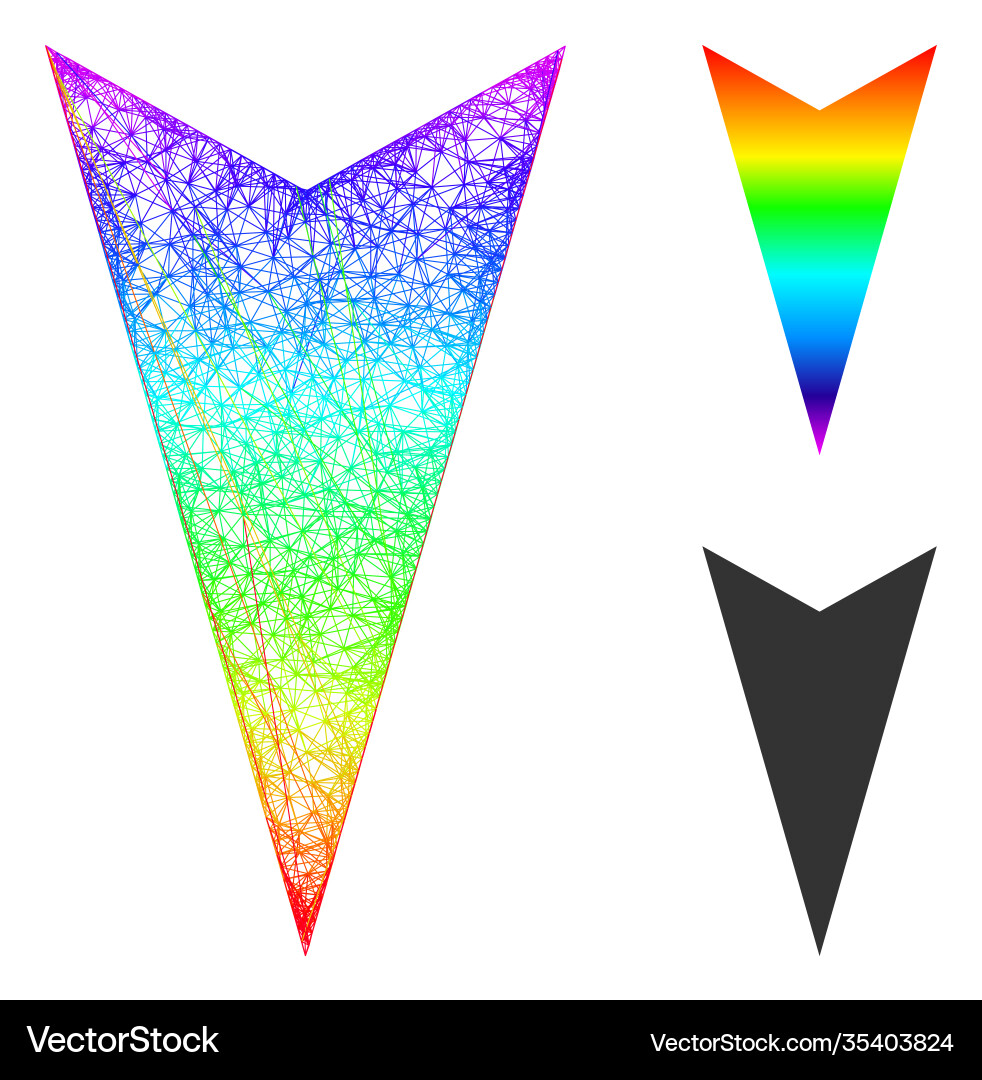 Spectrum linear gradient arrowhead down icon Spectrum linear gradient arrowhead down icon vector image