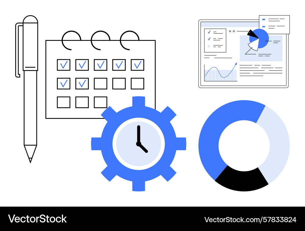 Task management tools with calendar analytics vector image