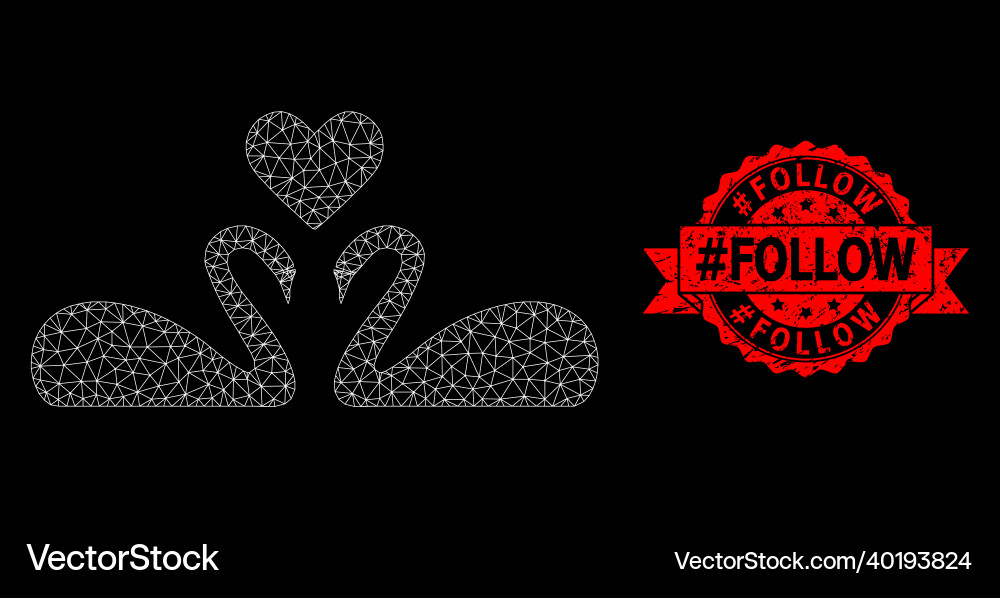 Textured hashtag follow stamp seal and web network Textured hashtag follow stamp seal and web network vector image
