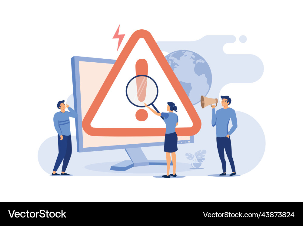 Tiny people examining operating system error Tiny people examining operating system error vector image