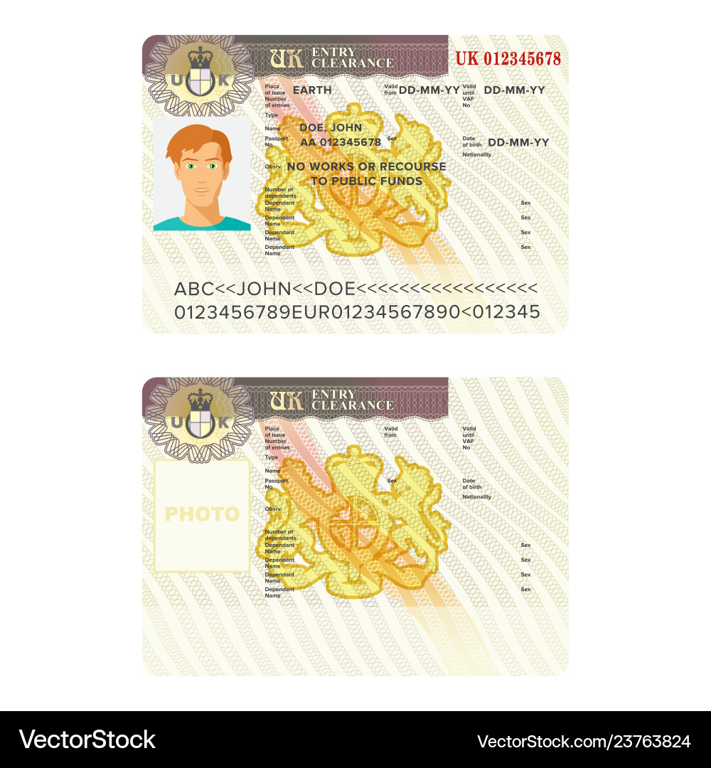 Vereinigtes Königreich Visa Passport Aufkleber Vorlage vektorbild