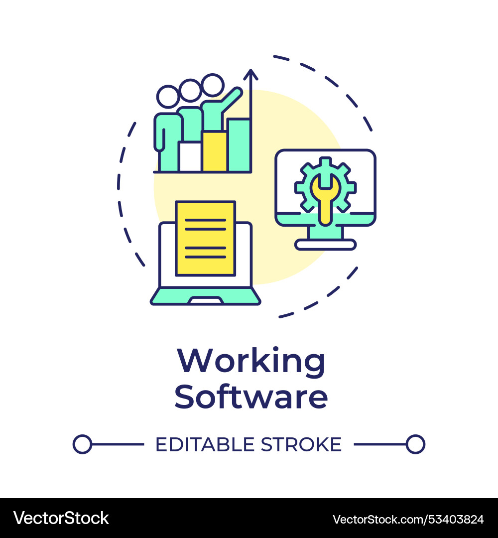 Working software multi color concept icon Working software multi color concept icon vector image