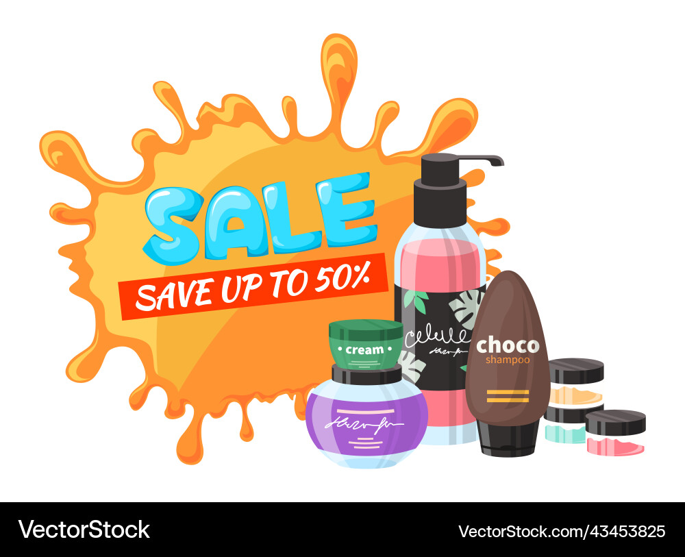 Beauty and skin care cosmetics sale Beauty and skin care cosmetics sale vector image