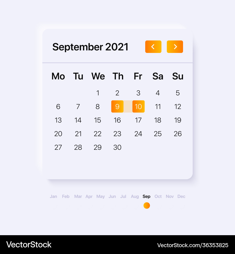 Calendar ui element neumorphism concept Calendar ui element neumorphism concept vector image