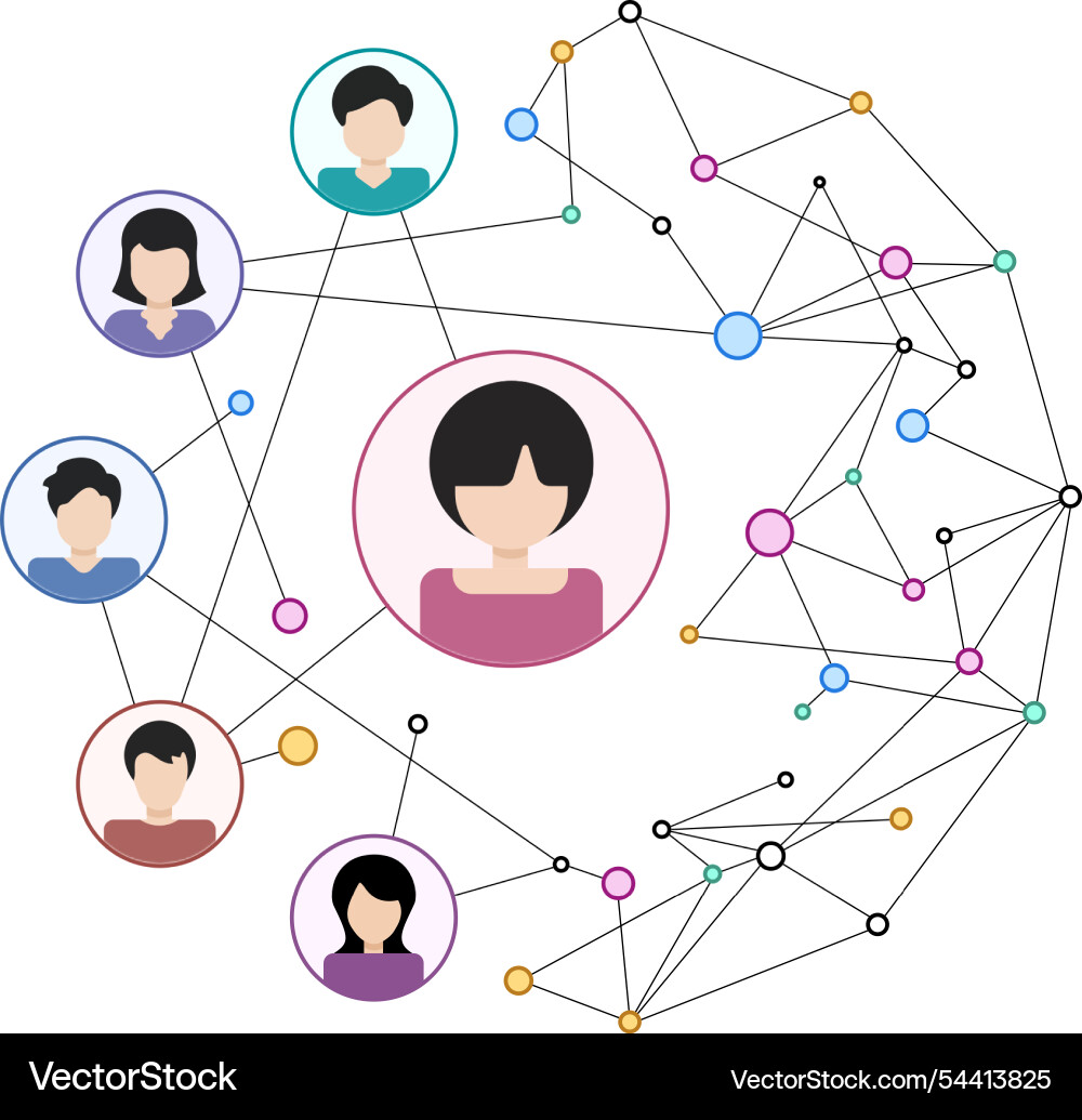 Connected users and global data dots Connected users and global data dots vector image
