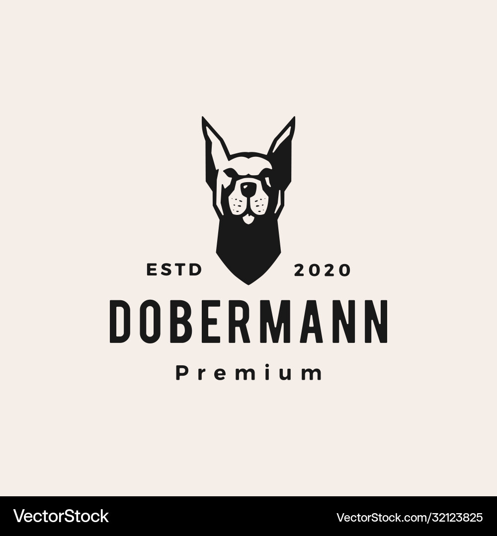 Doberman pinscher dobermann Hipster Vintage Logo Doberman pinscher dobermann Hipster Vintage Logo vektorbild