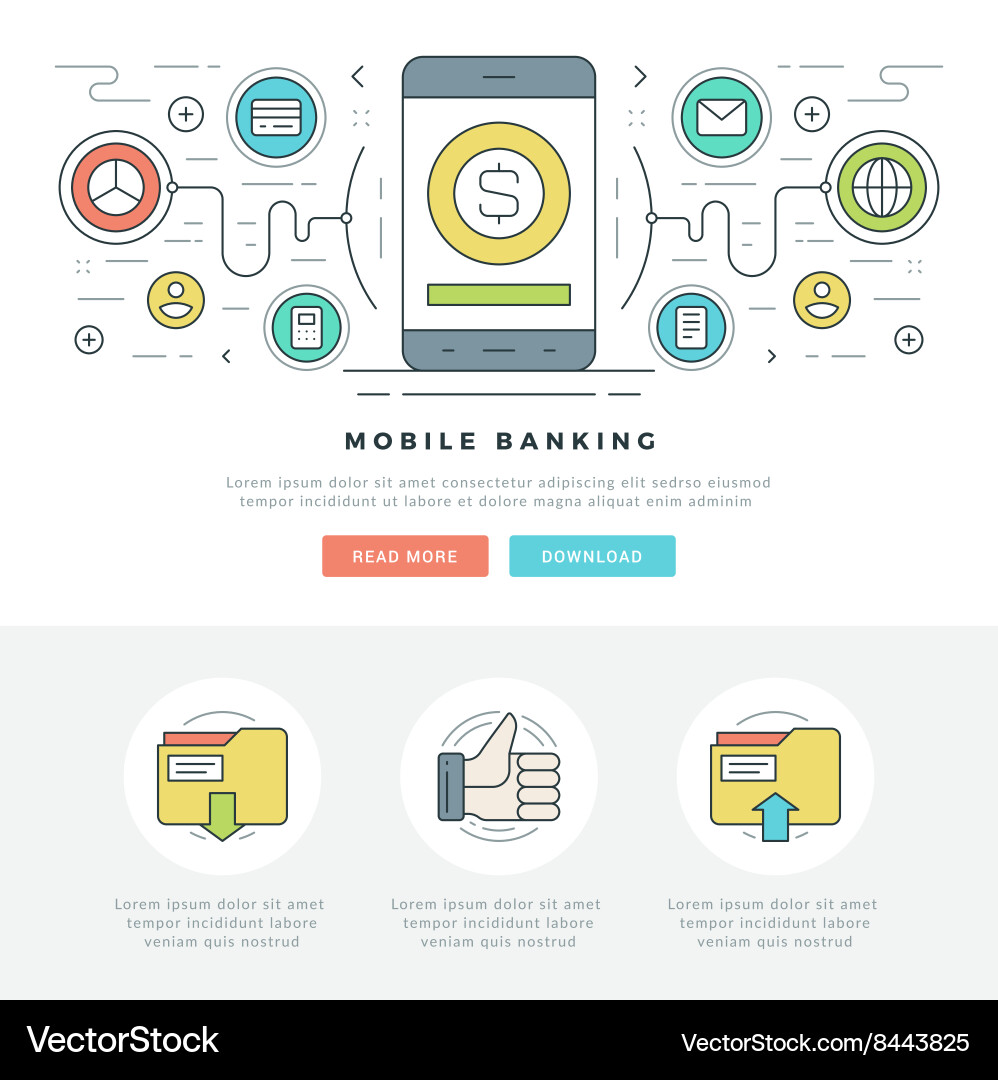 Flat line business concept web site header Vector Image