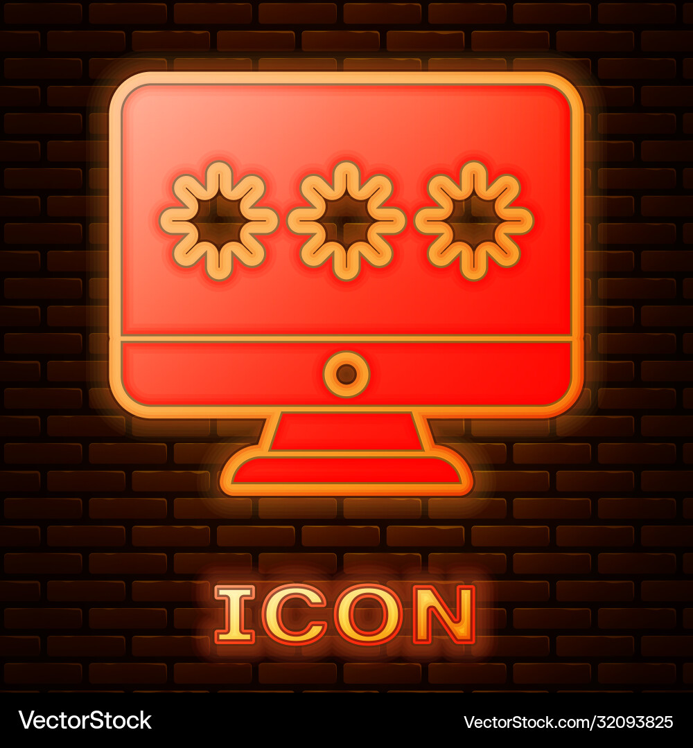 Glowing neon monitor with password notification Glowing neon monitor with password notification vector image