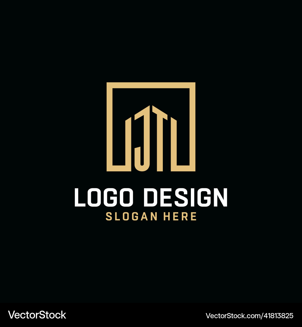 Jt initial monogram logo design with square shape Jt initial monogram logo design with square shape Vector Image