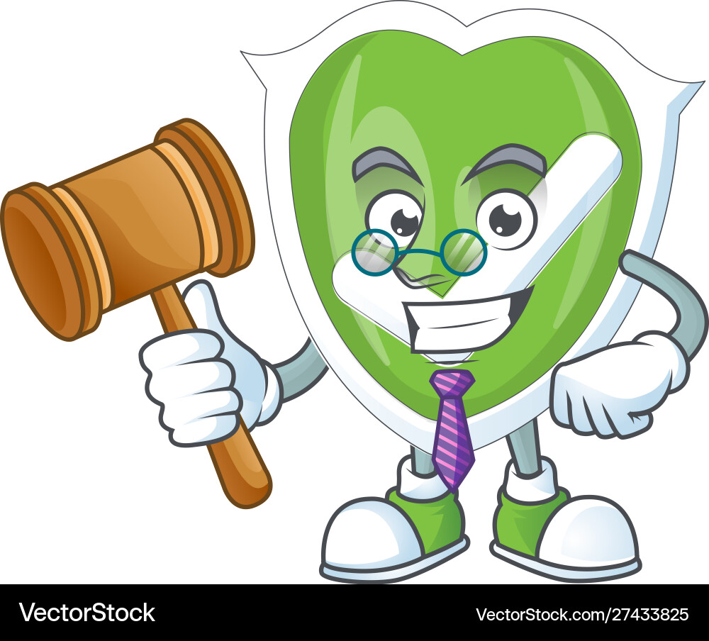 Judge checkmark shield character on white Vector Image