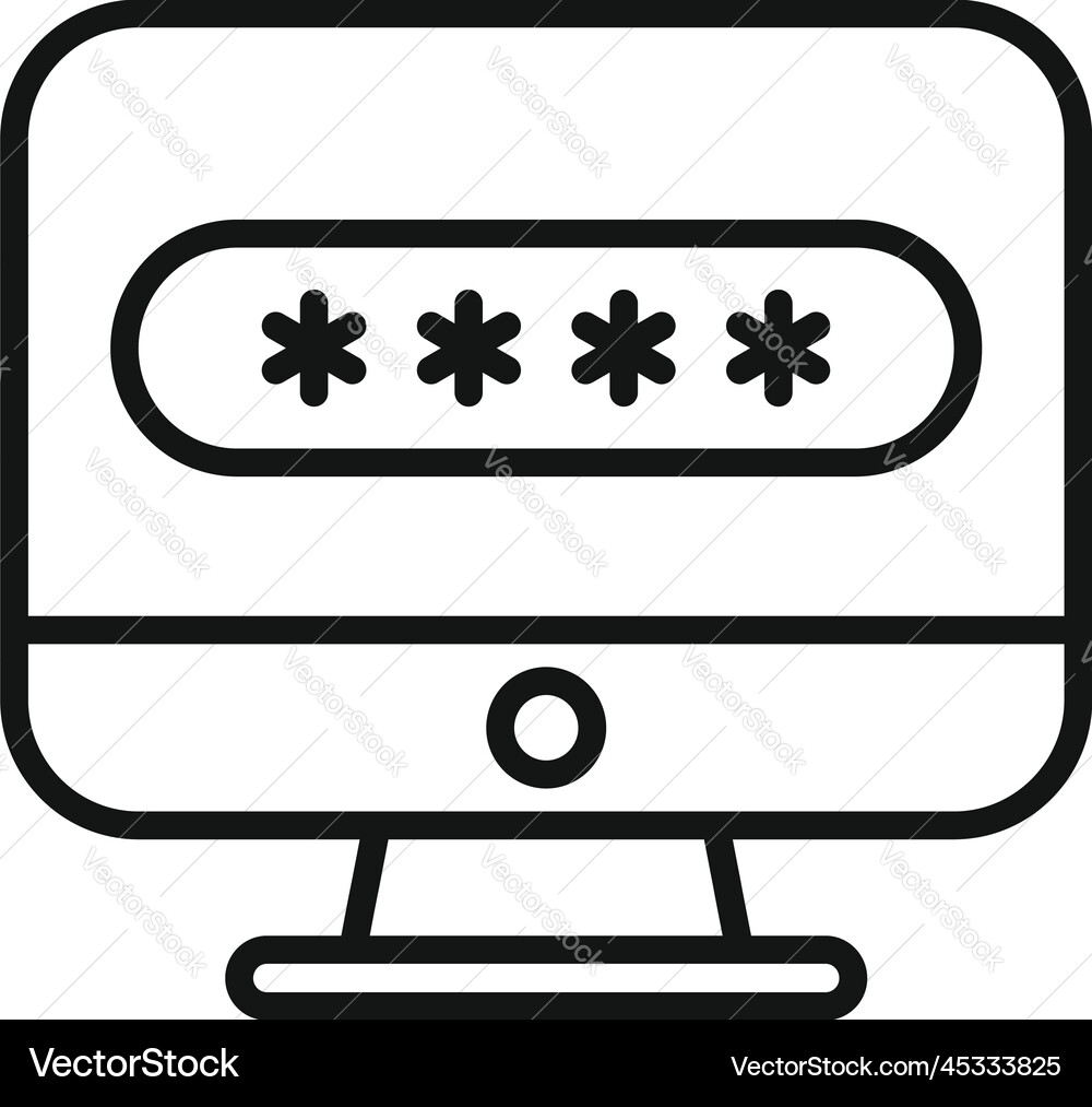 Lock computer icon outline cipher data Lock computer icon outline cipher data vector image